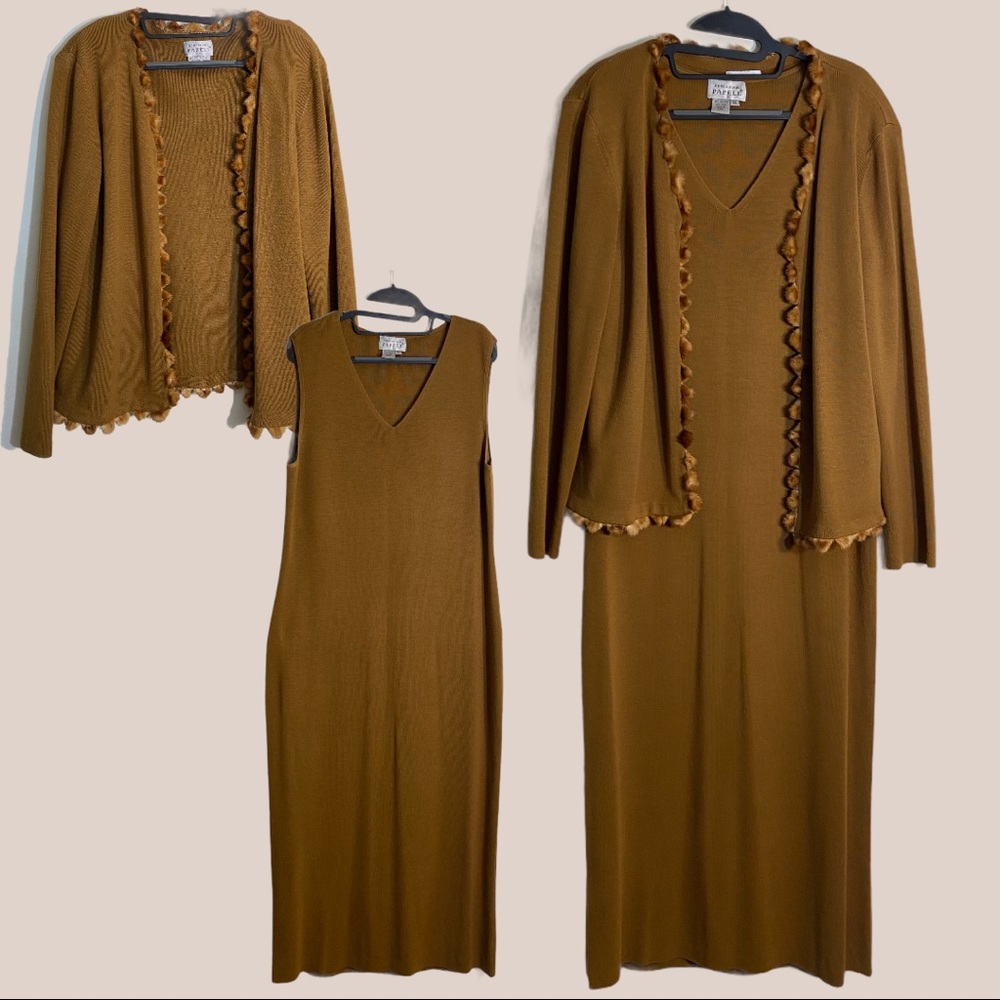 🚨 FINAL PRICE - Adrianna Papell Brown Long Knit Dress Set